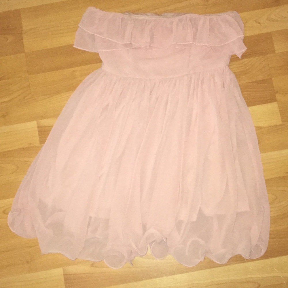 Blush pink dress.